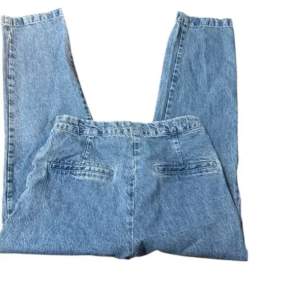 Zara Gold Buton High Rise Sailor Jeans, Light Wash Denim, Women's Size Large - Picture 2 of 3